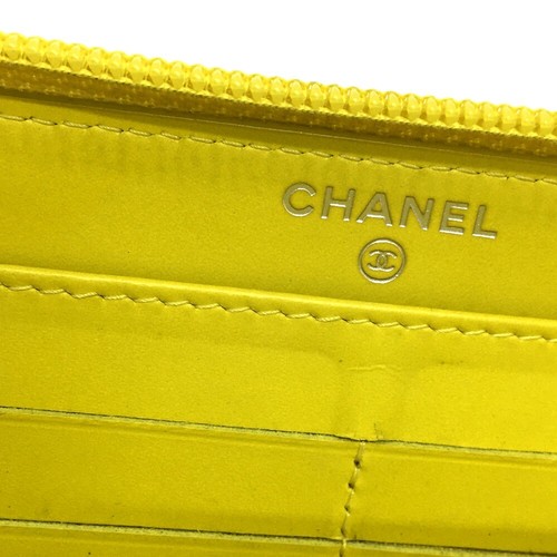 CHANEL Zip Around Long Wallet (with Coin Compartment) Caviar Leather Yellow - Picture 8 of 11