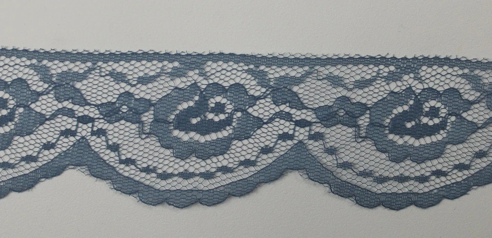 Pizarra de costura artesanal de encaje plano azul NUEVA 10 yardas de 2" de ancho con adornos de rosa hágalo usted mismo Foto 4 de 4