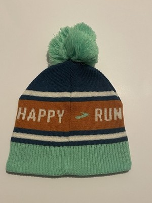 Brooks Beanie OSFA Multicolor Heritage Pom Happy Run  Warm Winter Ski Logo Be9