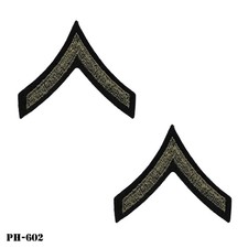 Private Chevrons WWII Blue Felt & OD Patches ~ 1944 Original ~ US Army ~ NOS