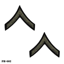 Private Chevrons WWII Blue Felt & OD Patches ~ 1944 Original ~ US Army ~ NOS