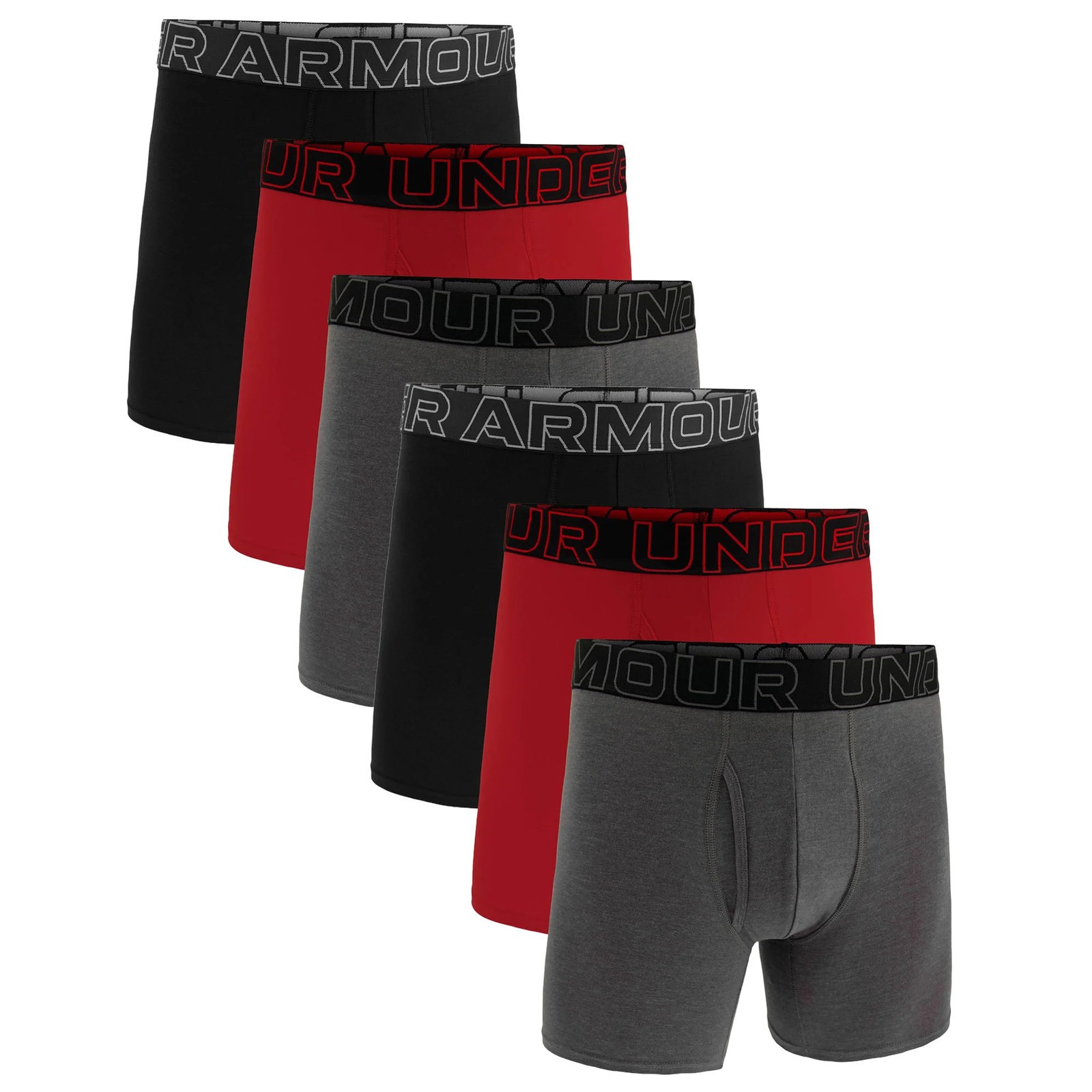 UNDER ARMOUR Men’s Boxer Briefs 6-Pack Performance Cotton, Dark Blue/Grey/Black image 2