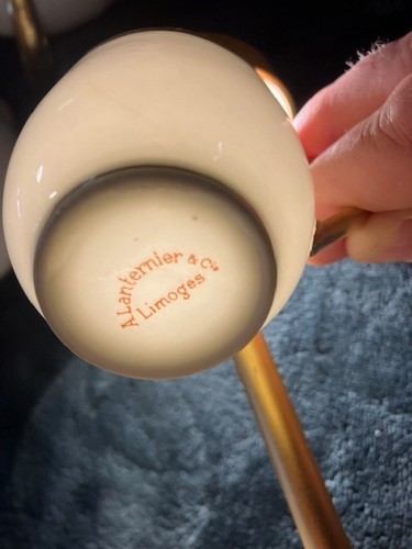 A. LANTERNIER LIMOGES GOLD RIM WITH GRAPE LEAF / IVY PLATES, DEMITASSES, & MORE! - Picture 23 of 24