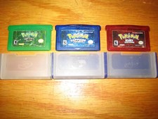 Game Boy Advance Pokemon Leaf Green, Ruby, and Sapphire Version Cartridges. 100%