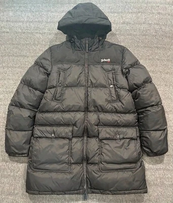 Chaqueta acolchada Schott NYC Jktohio2w para mujer L grande negra Longline invierno Parka - Imagen 1 de 4