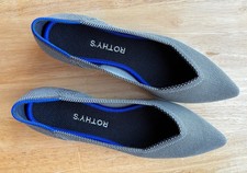 New Rothy's The Point Ballet Flats Gray Birdseye Retired US 8 Perfect Neutral