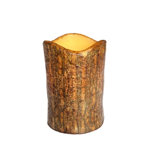 Our Country Home Timer LED Candle Rustic Battery Operated Pillar 4.5 x 3 In - Picture 4 of 5