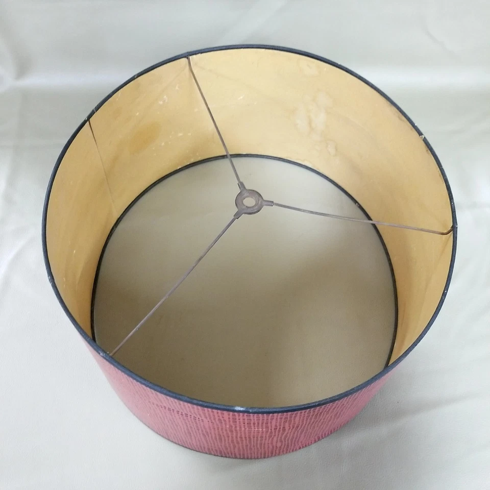 Винтажный MCM прочная бумага абажур красный/черный плетение узор 14 «x 8» барабан с вмятинами - Изображение 2 из 4