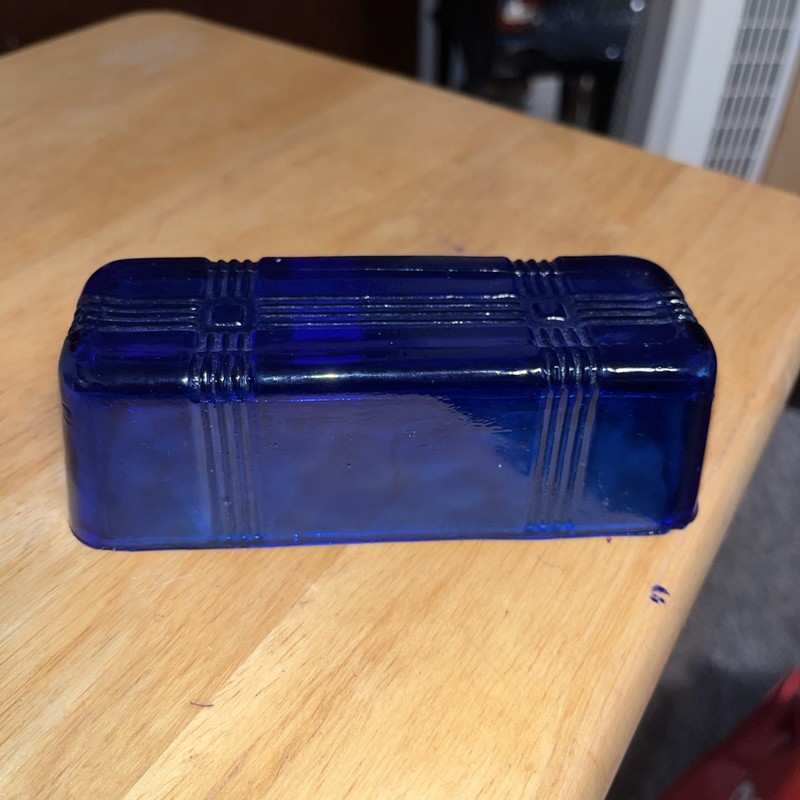 Hazel Atlas Cobalt Blue Cross-Cross Pattern Butter Dish LID ONLY REPLACEMENT