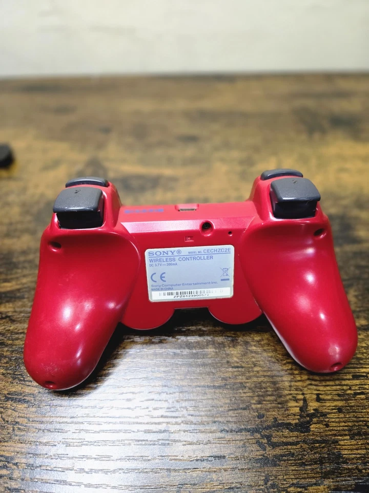 CONTROLLER PS3 ROSSO + Cavo Di Ricarica DUALSHOCK Sony Playstation 3 ORIGINALE - Immagine 3 di 4