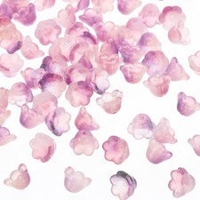 Glass Trumpet Flower Beads, 200 Pcs Gradient Flower Bead Charm, Lotus Purple