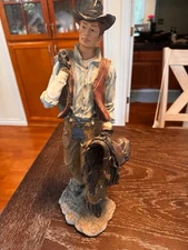 Vintage Montana Cowboy Figurine Statue Sculpture DAMAGED see pictures