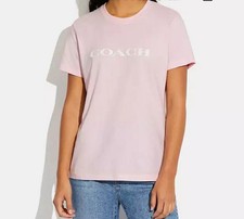 Coach Essential T Shirt In Organic Cotton Pink C8786 Women's medium, New 