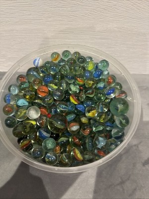 Vintage Glasmurmeln Sammlung, 100+ Murmeln in verschiedenen Größen & Farben,