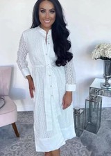 ZARA EMBROIDERED SHIRT DRESS WHITE MIDI NEW SS22 SIZE M REF. 3090/913