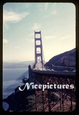 Unique View Golden Gate Bridge SF 1959 Kodachrome slide lots of cars on bridge