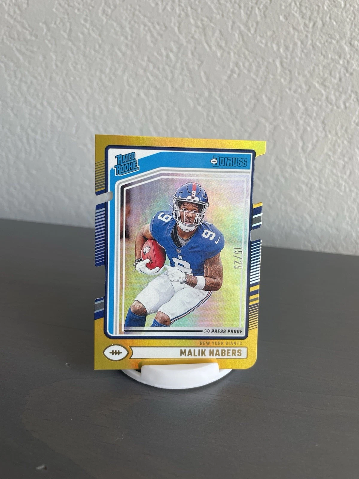 2024 Donruss Rated Rookie Malik Nabers /25 Press Proof Gold Die-Cut #383 (RC)