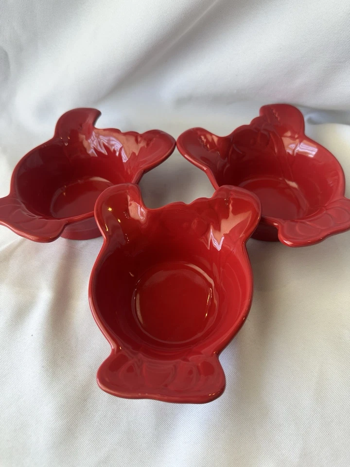 Juego de 3 platos de mantequilla con forma de langosta roja de gres Chantal mariscos parrilla de verano Foto 2 de 4