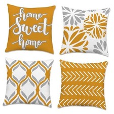 Yellow Geometric Pillow Covers 20x20 20" x 20" Pack of 4 Yellowgraygeometry