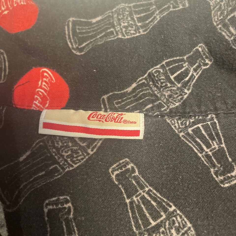 Camisa pijama de franela polar COCA COLA ropa de salón top rojo y negro logotipo gráfico L Foto 2 de 4