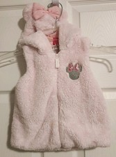 Toddler Girls Disney Junior fleece hooded vest size 18 months pink Minnie Mouse
