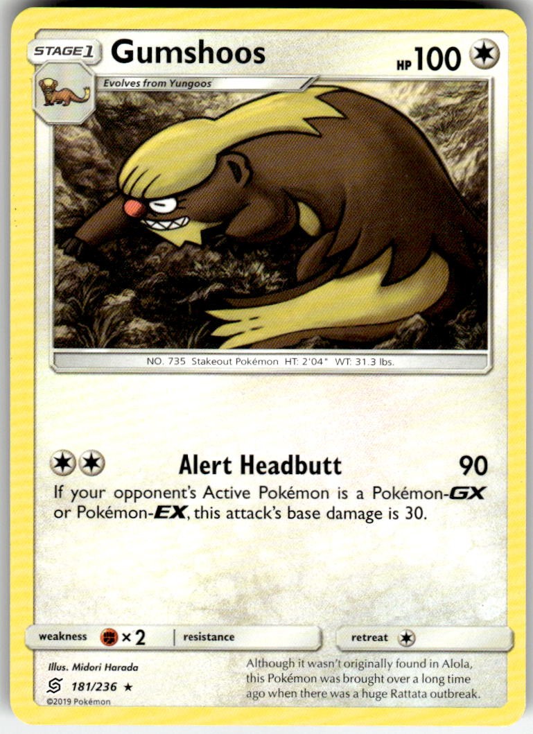 Gumshoos 181/236 Rare Unified Minds Pokemon Near Mint