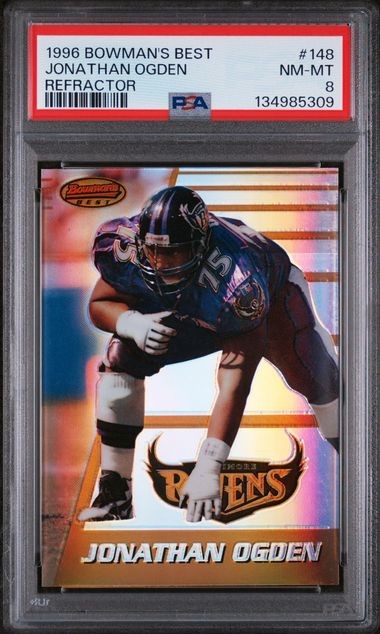 1996 Bowman's Best Refractors Jonathan Ogden #148 RC PSA 8 NM-MT Ravens