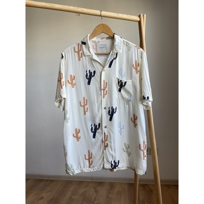 Percival Cactus Print Camp Collar Shirt Size M