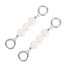 5.51IN Purse Strap Extender 2PCS Pearl Bag Short Chain Small Silver Beaded 
