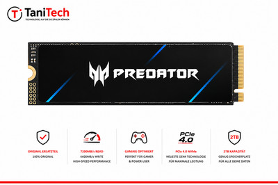 Acer Predator GM7 2TB PCIe 4.0 NVMe M.2 SSD 7200MB/s Read Gaming SSD