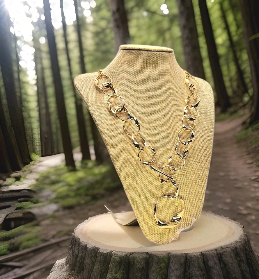 RLM Soho Precioso Colgante Palanca Tono Dorado 11"L Collar + Pendientes RLM 2"L Foto 2 de 4