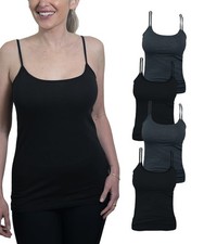 Miss Popular Women's 4-Pack Camisole Tank Tops Basic Undershirt with Adjustable