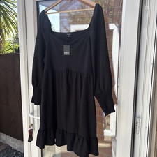 Ladies Simply Be Black Long Sleeved Short Dress - Size 26 - BNWT