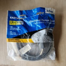 Eastman 3-Prong Electric Range Cord, 40 Amps, 4 Foot Length, Grey, 61256