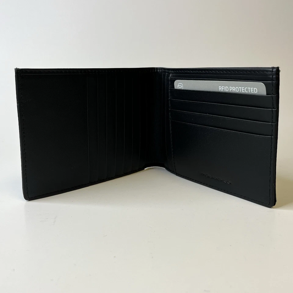 ¡NUEVO CON ETIQUETAS! Cartera Técnica PIQUADRO Negra Nero Nylon Bloqueo RFID - Grande Foto 2 de 4