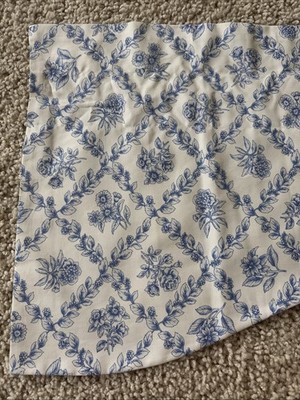 Longaberger Valance Cottage Trellis Blue White Floral Lined Rod Pocket