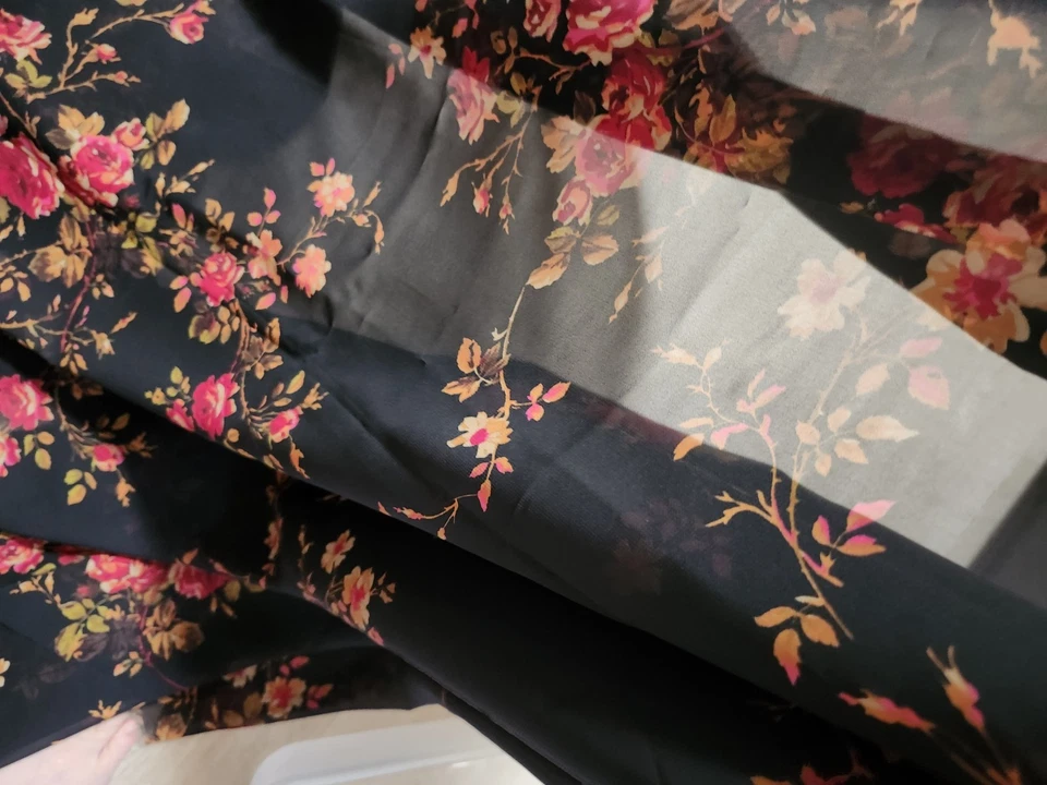  Rose Print Fabric Sheer Black PMI div of Printmaker International Ltd 2.5 Yds - Image 4 of 4