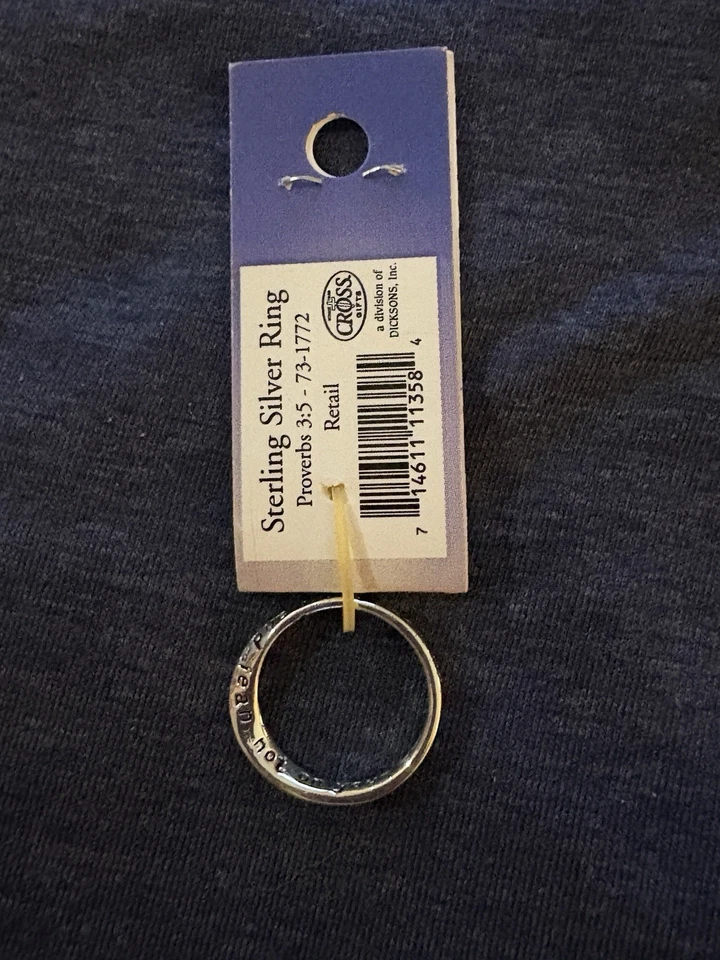 Nuevo con etiquetas Anillo de Plata Talla 6 Proverbios 3:5 Versículo Bíblico Escritura Foto 2 de 4
