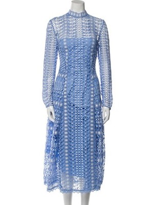 Temperley London Blue Lace Embroidered Midi Dress US 14 UK 18 | eBay