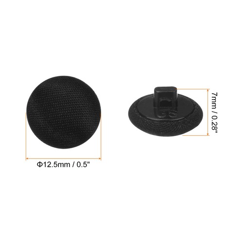 50pcs Satin Buttons 0.5" (12.5mm) Round Tuxedo Buttons with Shank Black - Picture 2 of 7