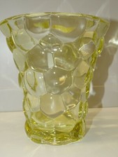 *JOLI ANCIEN VASE CRISTAL P D'AVESN NID D'ABEILLES COULEUR JAUNE COLLECTION D