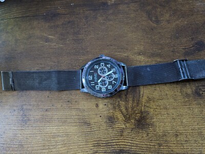 Men's August Steiner Water Resistant Black Stainless Steel Watch