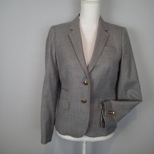 J.Crew School Boy Wool Light Gray Two Gold Button Blazer Jacket sz 4 e5