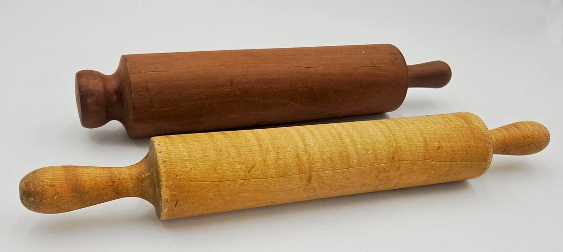 Rolling Pins Wooden Vintage Solid Lot of Two
