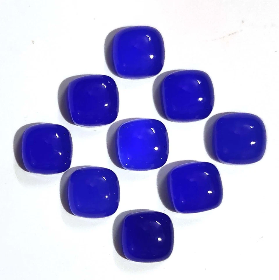 Lote al por mayor de 10 piezas de piedras preciosas de meditación sueltas de calcedonia cabujón natural India Foto 3 de 4