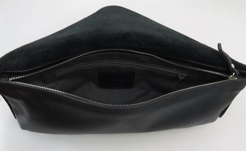 New EILEEN FISHER Soft Black Leather Clutch Purse 13" x 5" - Picture 3 of 8