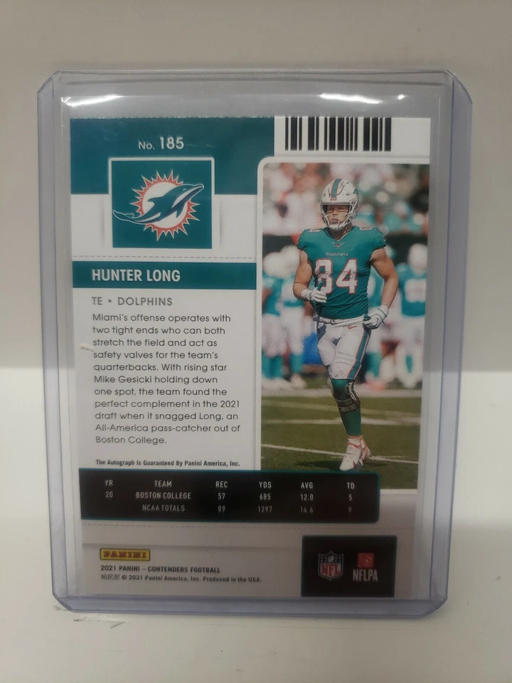 2021 Contenders Hunter Long Playoff Ticket Rookie Auto RC #D/99 Dolphins 🔥 - Image 2 of 2