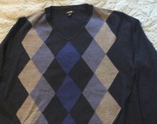 APT. 9 V-NECK ARGYLE SWEATER - MEN - RET 56 - XL New WO Tags  300 