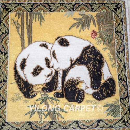 1x1ft House Hand Knotted Area Rug Mini Silk Carpet Panda Tapestry 022H - Picture 5 of 7