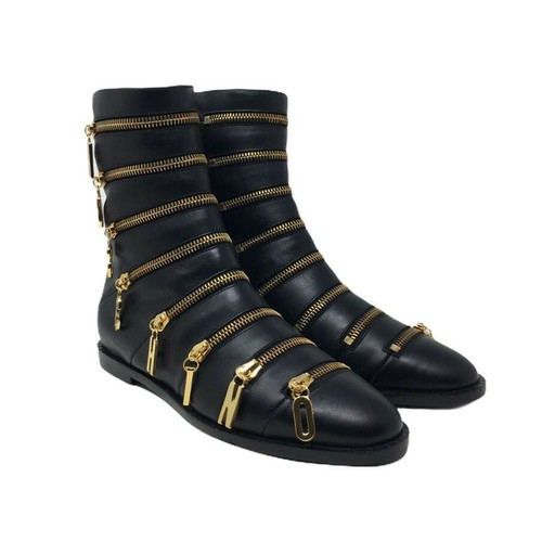 Botas de cuero MOSCHINO con cremalleras en tono dorado de marca - Reino Unido 4/UE 37 - £1290 - Imagen 8 de 11